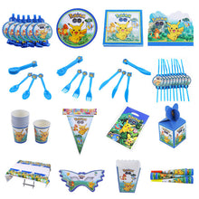 Load image into Gallery viewer, Pokémon birthday party decoration Pikachu party theme dinner plate tablecloth popcorn cup straw children birthday party supplies