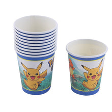Load image into Gallery viewer, Pokémon birthday party decoration Pikachu party theme dinner plate tablecloth popcorn cup straw children birthday party supplies