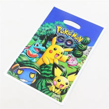 Load image into Gallery viewer, Pokémon birthday party decoration Pikachu party theme dinner plate tablecloth popcorn cup straw children birthday party supplies
